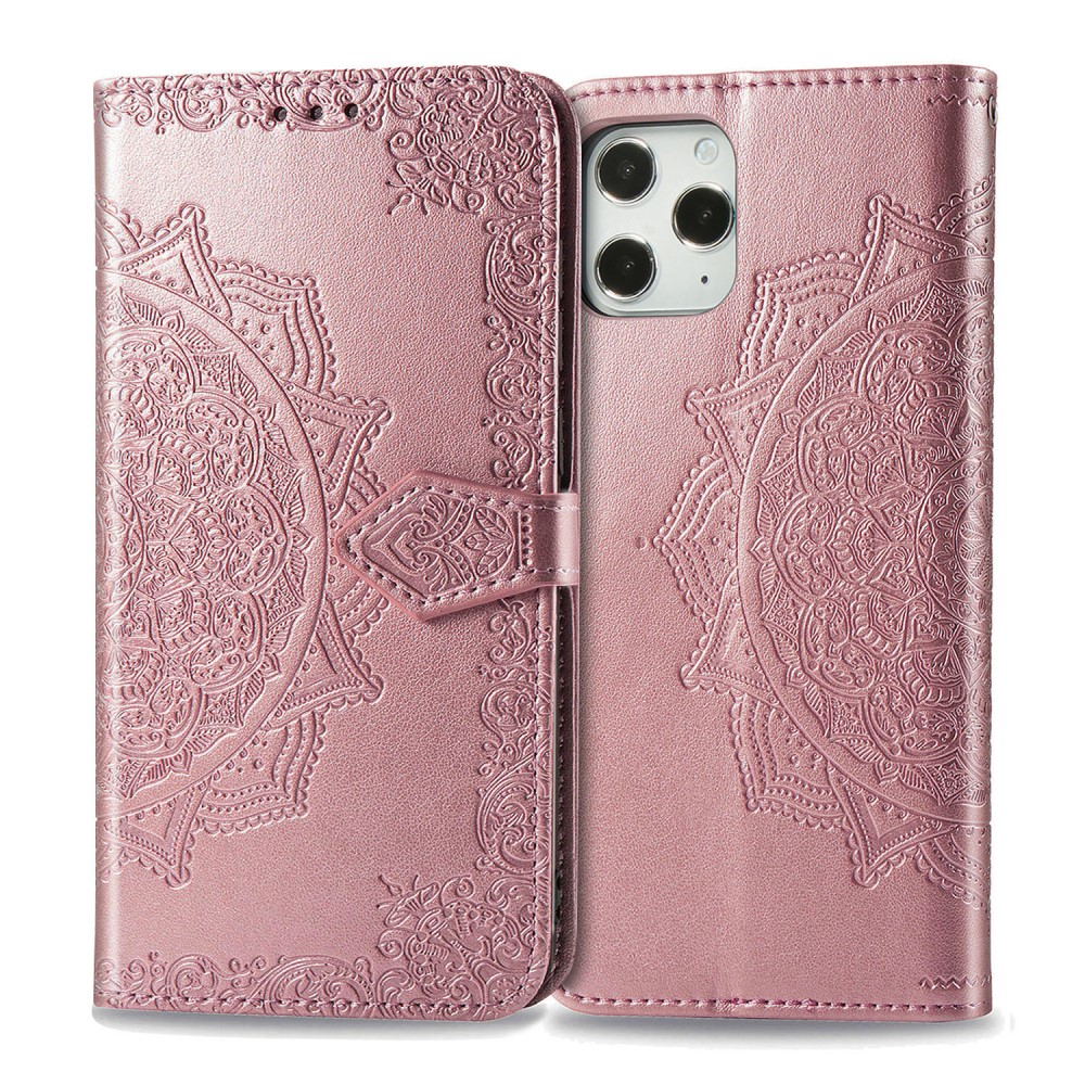  iPhone 12 Pro Max - Mandala Läder Fodral - Roséguld
