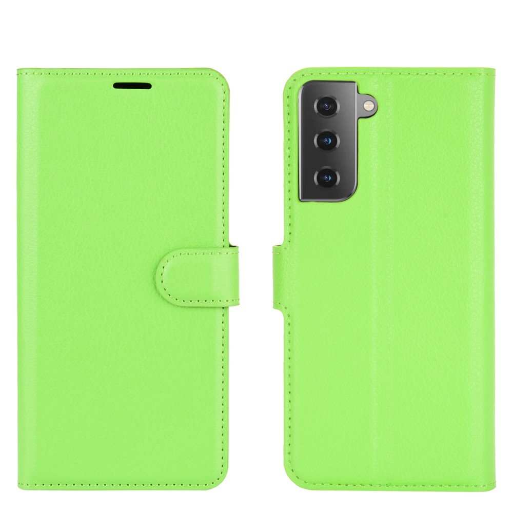  Samsung Galaxy S21 Plus - Litchi Läder Fodral - Grön