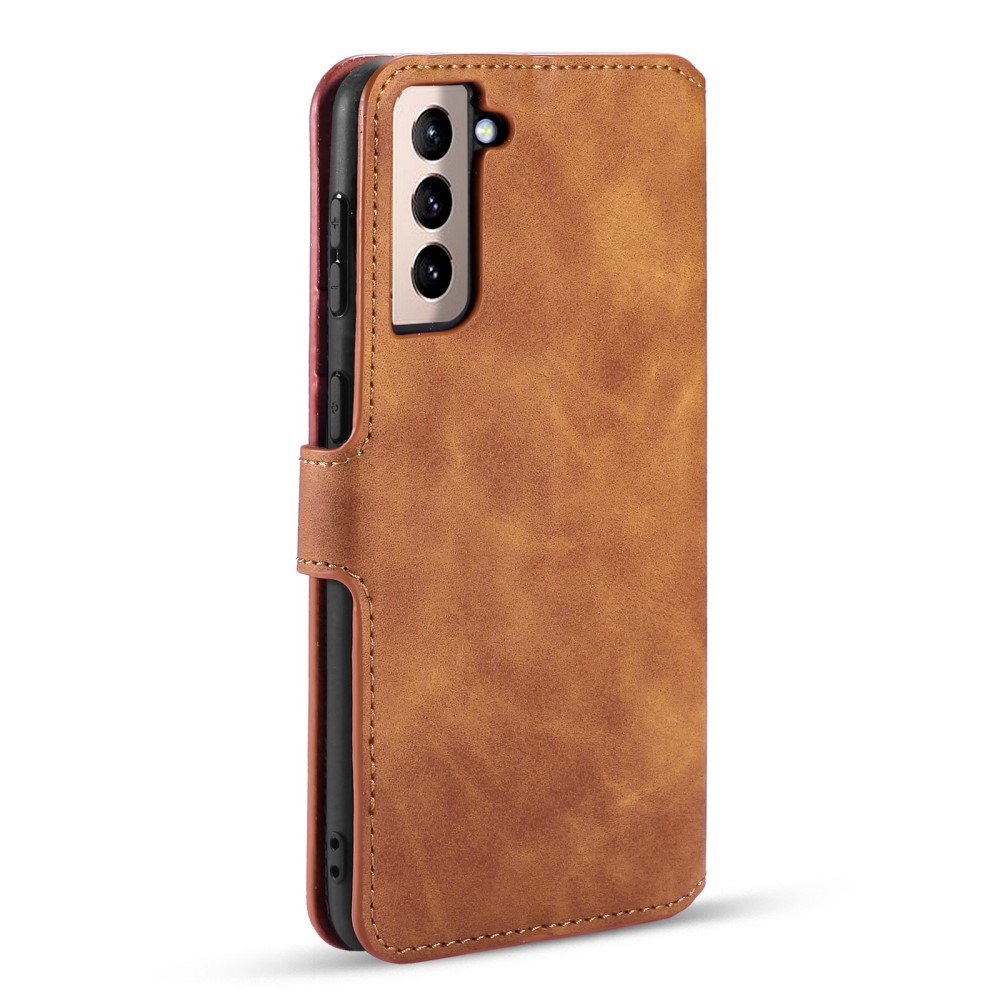 DG.MING Samsung Galaxy S21 - DG.MING Retro Läder Fodral - Brun