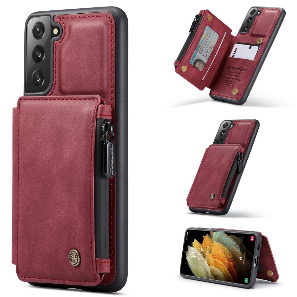 CASEME Samsung Galaxy S21 Plus - CASEME Skal med Plånboksfunktion - Röd