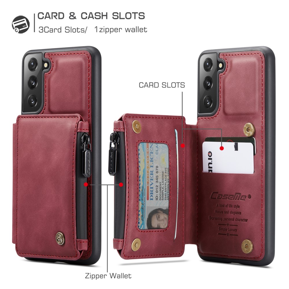 CASEME Samsung Galaxy S21 Plus - CASEME Skal med Plånboksfunktion - Röd