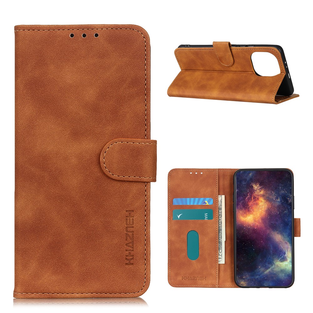 KHAZNEH Xiaomi Mi 11 - KHAZNEH Retro Läder Fodral - Brun