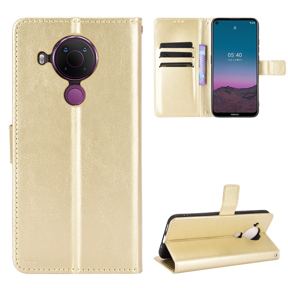  Nokia 5.4 - Crazy Horse Fodral - Guld