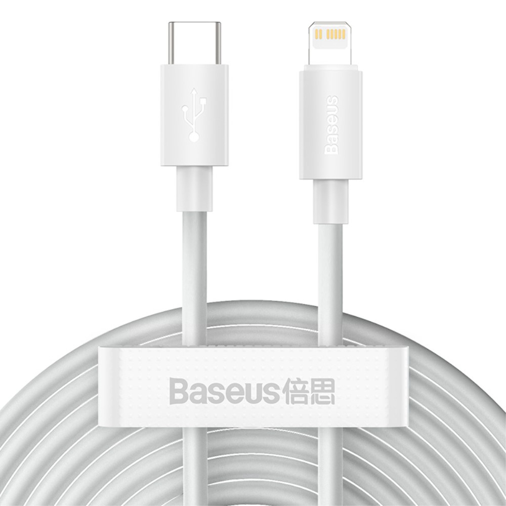 BASEUS 2-PACK BASEUS Wisdom 1.5m 20W Type-C - Lightning Kabel - Vit