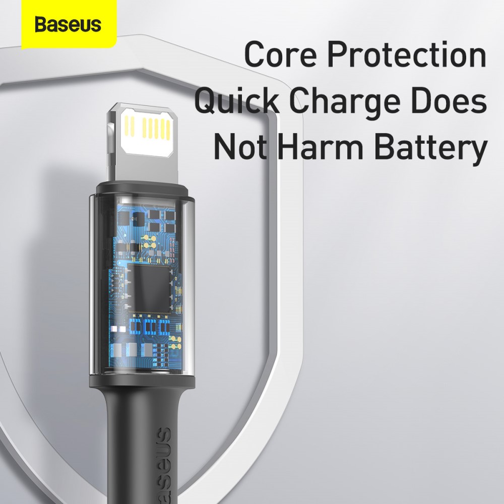 BASEUS BASEUS 2m 20W PD Type-C - Lightning Flätad Nylon Kabel - Svart