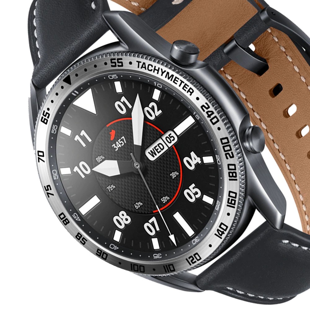  Bezel Skyddande Ring Galaxy Watch3 45mm - Silver/Svart