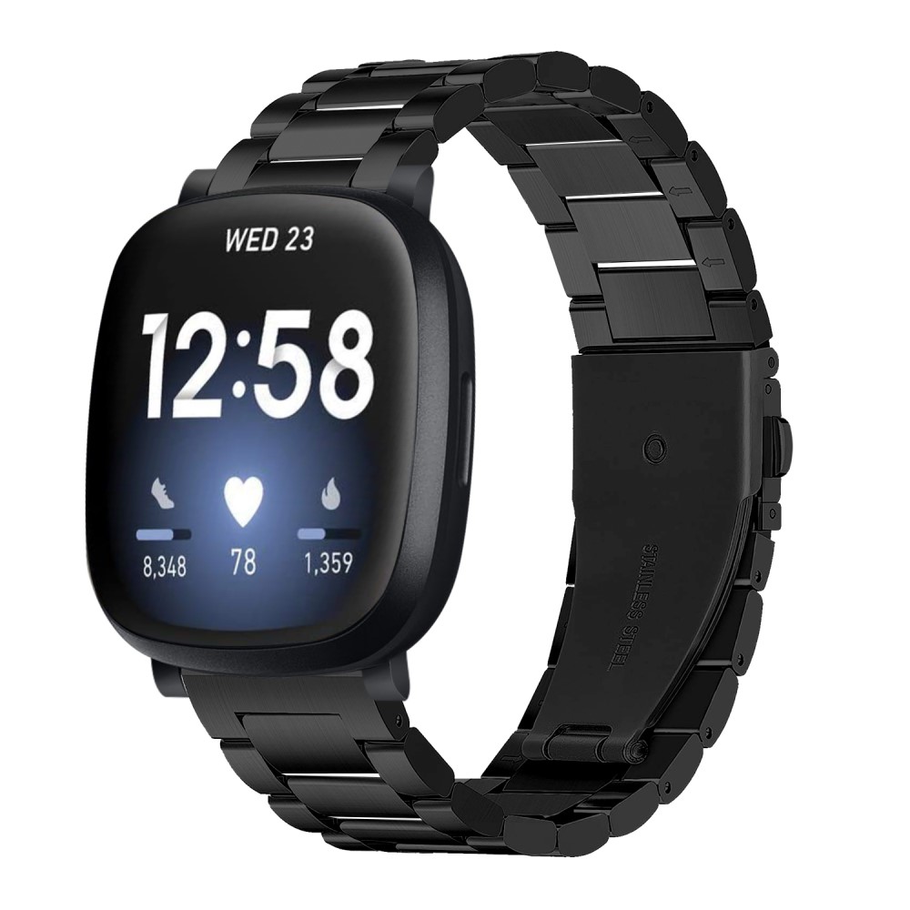 Lyxigt Metallarmband Fitbit Versa 3/Fitbit Sense - Svart