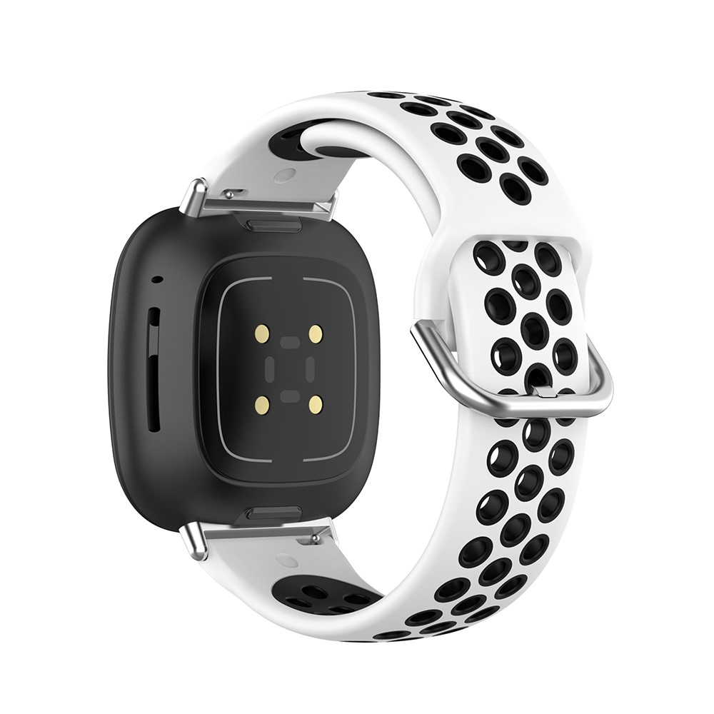  Silikon Träningsarmband Armband Versa 3/Fitbit Sense - Vit/Svart