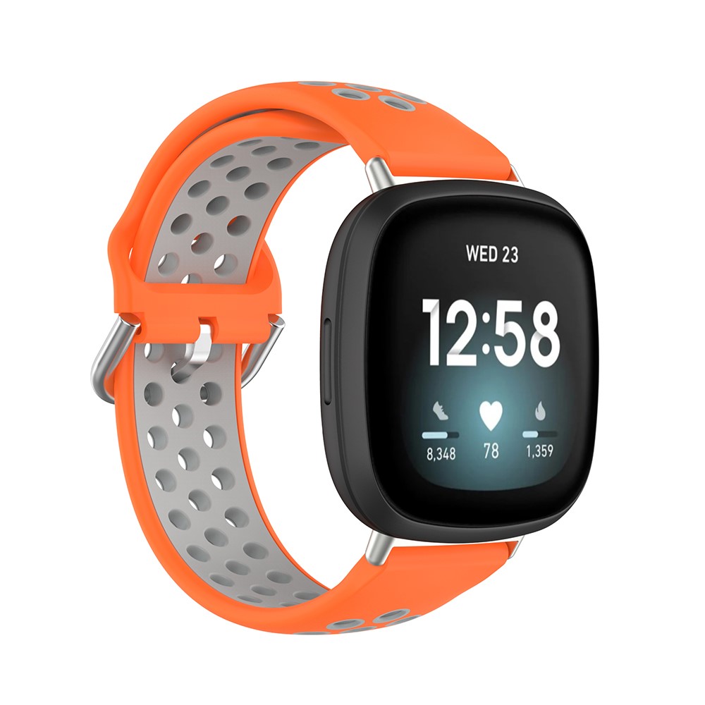  Silikon Träningsarmband Armband Versa 3/Fitbit Sense - Orange/Grå