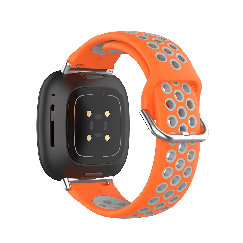  Silikon Träningsarmband Armband Versa 3/Fitbit Sense - Orange/Grå