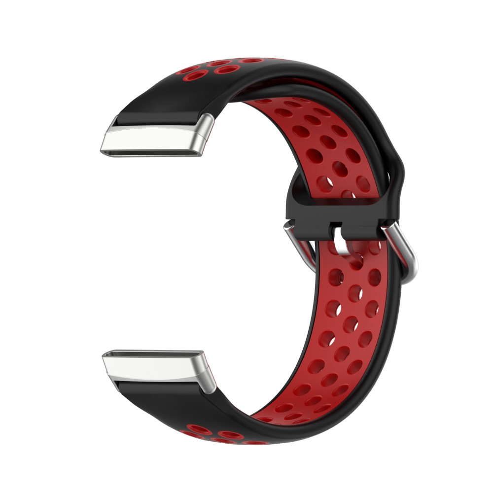  Silikon Träningsarmband Armband Versa 3/Fitbit Sense - Svart/Röd