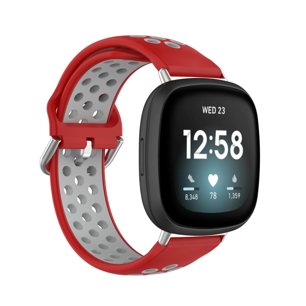 Silikon Träningsarmband Armband Versa 3/Fitbit Sense - Röd/Grå