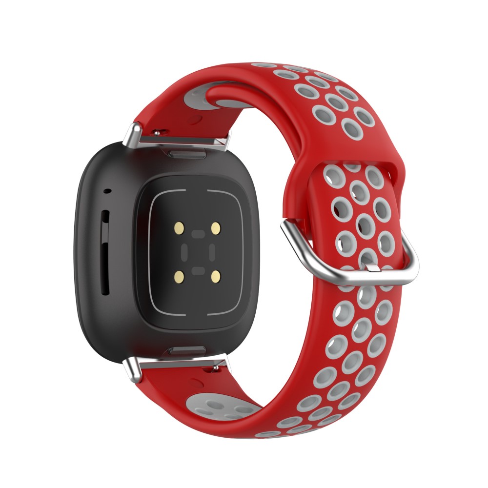  Silikon Träningsarmband Armband Versa 3/Fitbit Sense - Röd/Grå