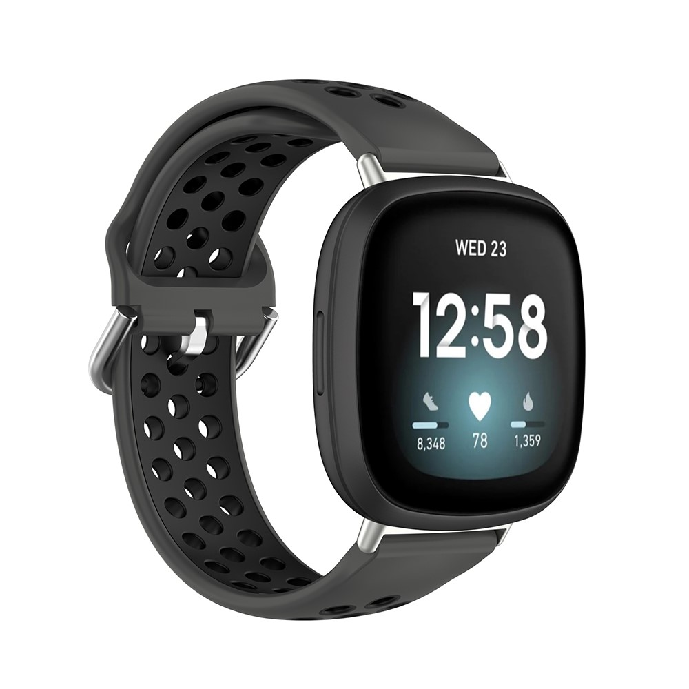  Silikon Träningsarmband Armband Versa 3/Fitbit Sense - Svart