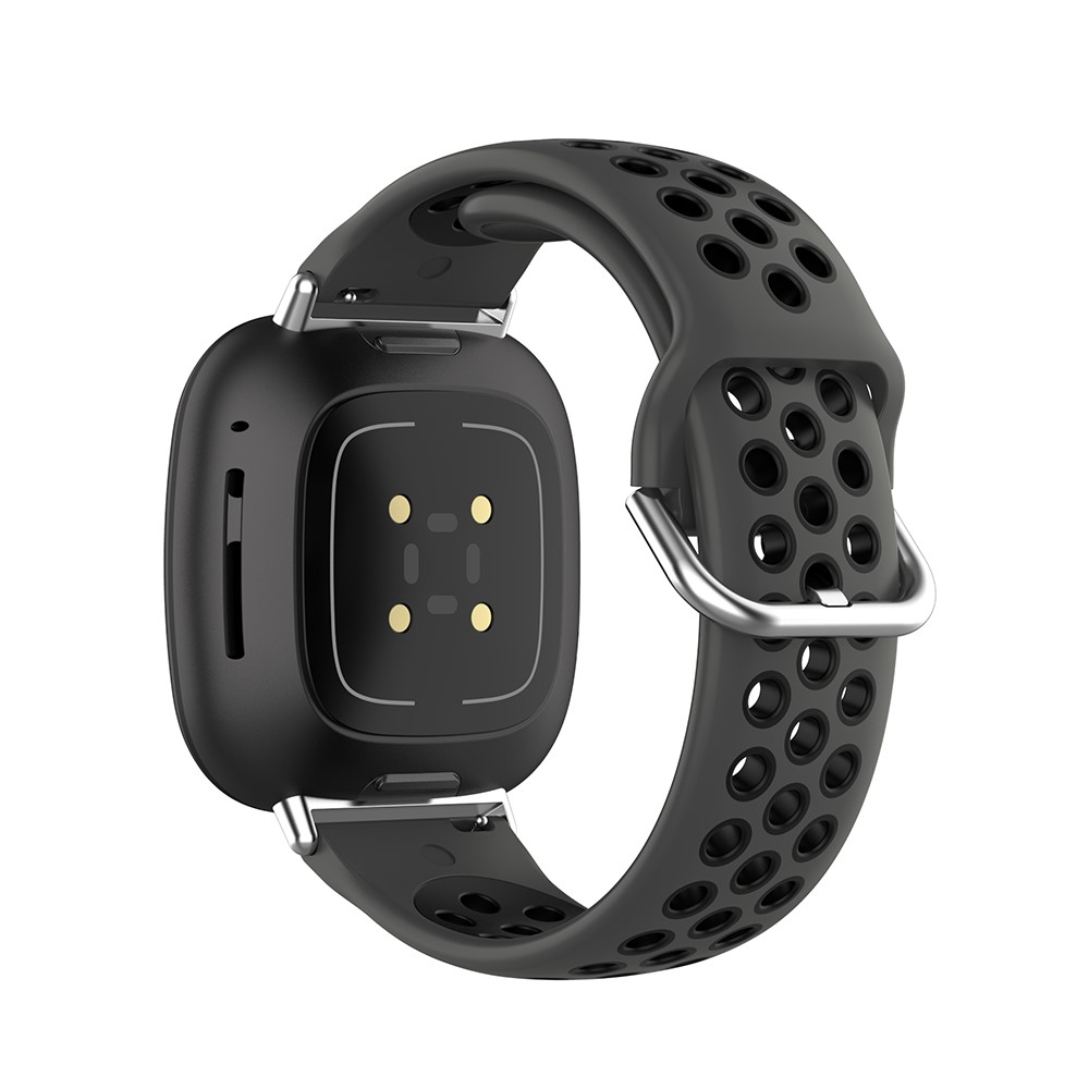  Silikon Träningsarmband Armband Versa 3/Fitbit Sense - Svart