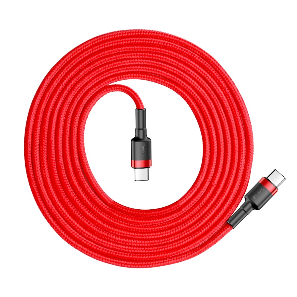 BASEUS BASEUS 60W 2m Type-C PD Flätad Nylon Kabel - Röd