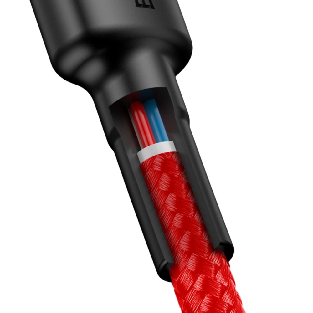 BASEUS BASEUS 60W 2m Type-C PD Flätad Nylon Kabel - Röd