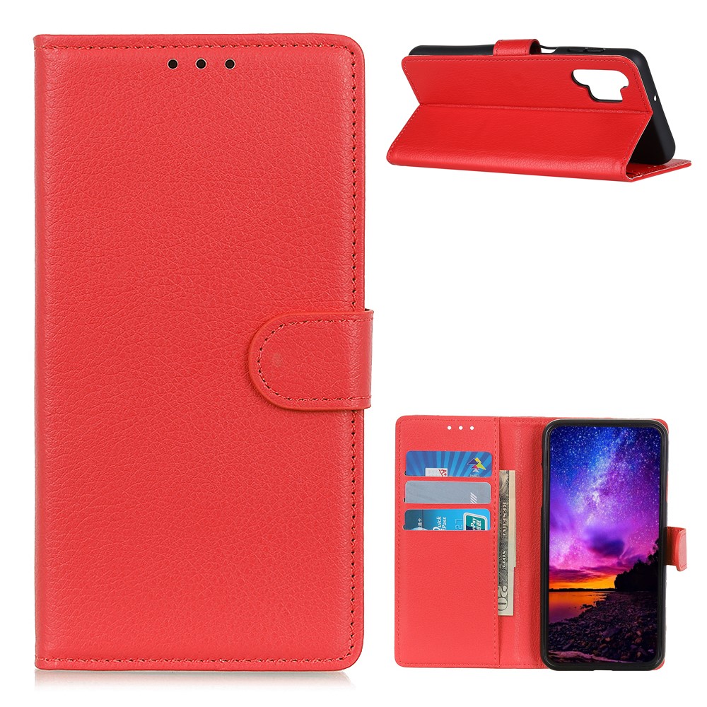 Samsung Galaxy A32 5G - Litchi Textur Fodral - Röd