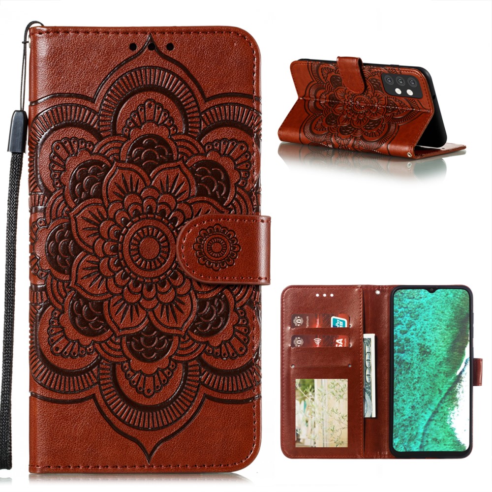  Samsung Galaxy A32 5G - Mandala Flower Fodral - Brun
