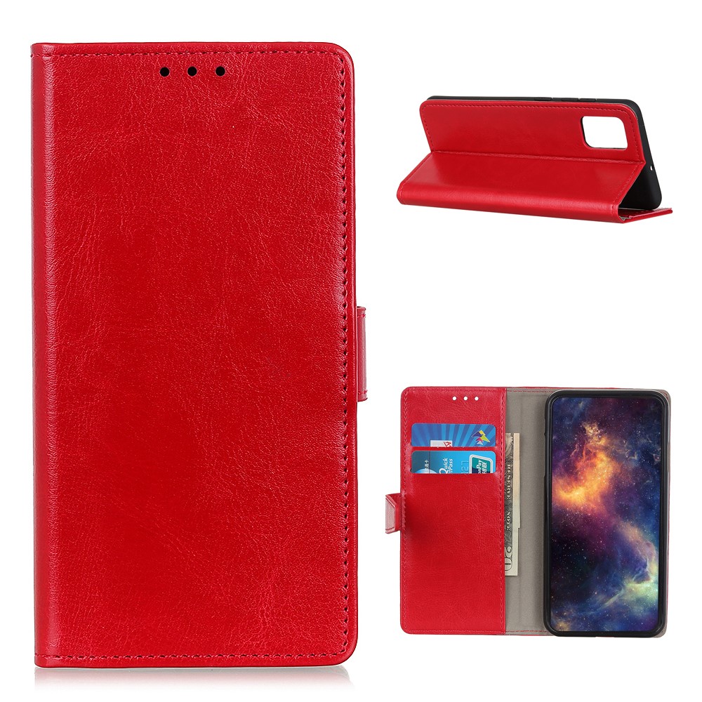  Samsung Galaxy A52 / A52s - Crazy Horse Läder Fodral - Röd