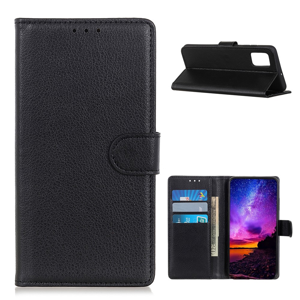  Samsung Galaxy A52 / A52s - Litchi Läder Fodral - Svart