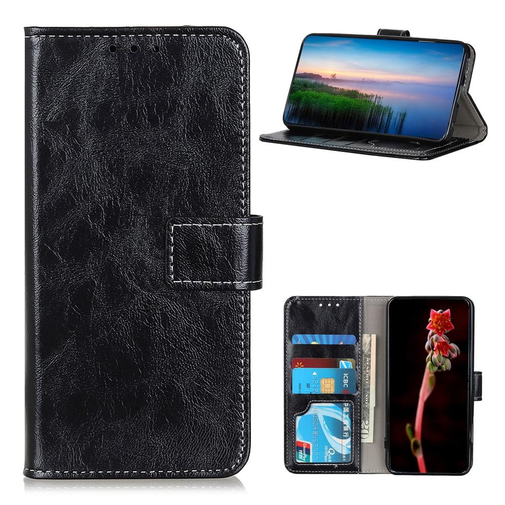  Samsung Galaxy A52 / A52s- Retro Crazy Horse Fodral - Svart