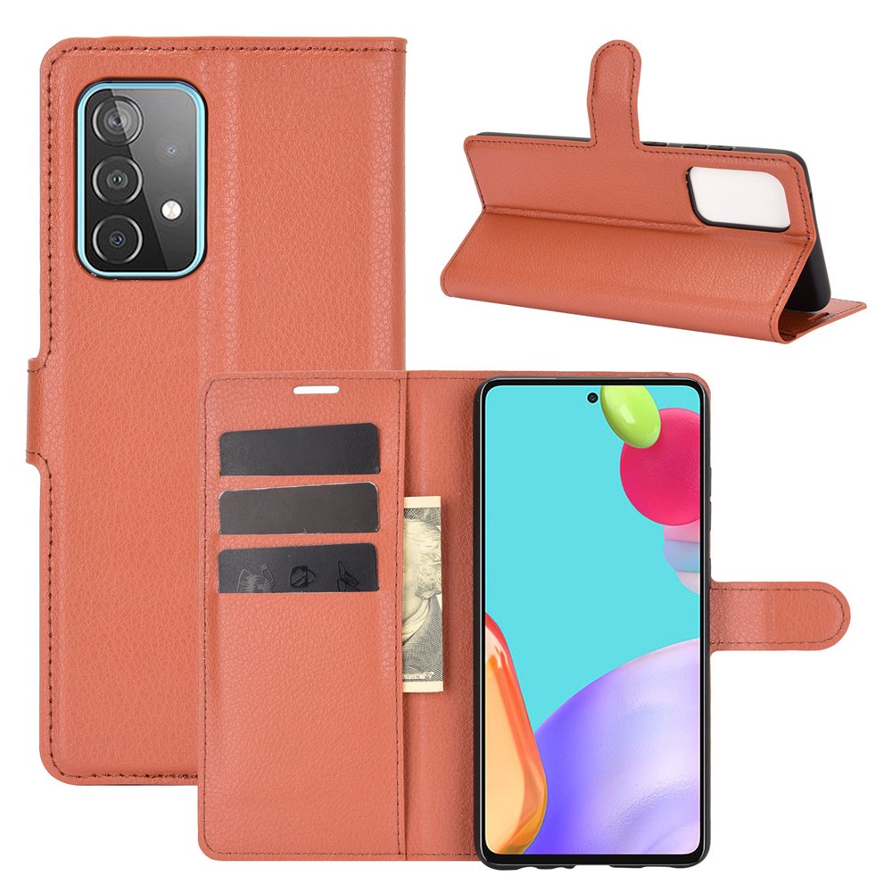  Samsung Galaxy A52 / A52s - Litchi Textur Fodral - Brun