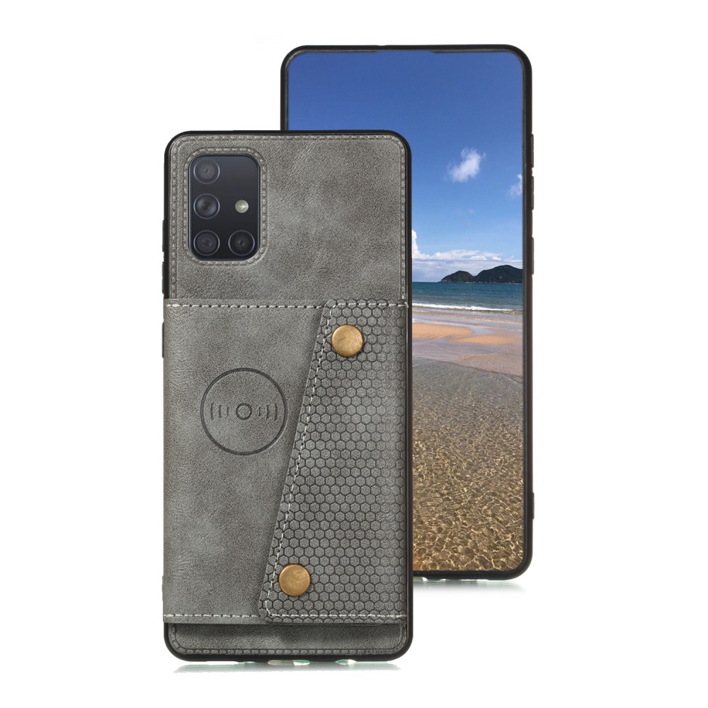  Samsung Galaxy A52 / A52s - Läder Skal Med Kortfack Och Magnet - Grå