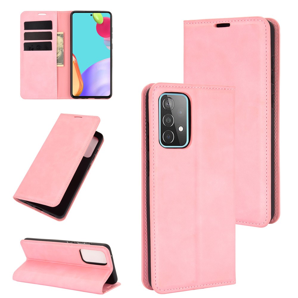  Samsung Galaxy A52 / A52s - Silkeslent Läder Fodral - Rosa