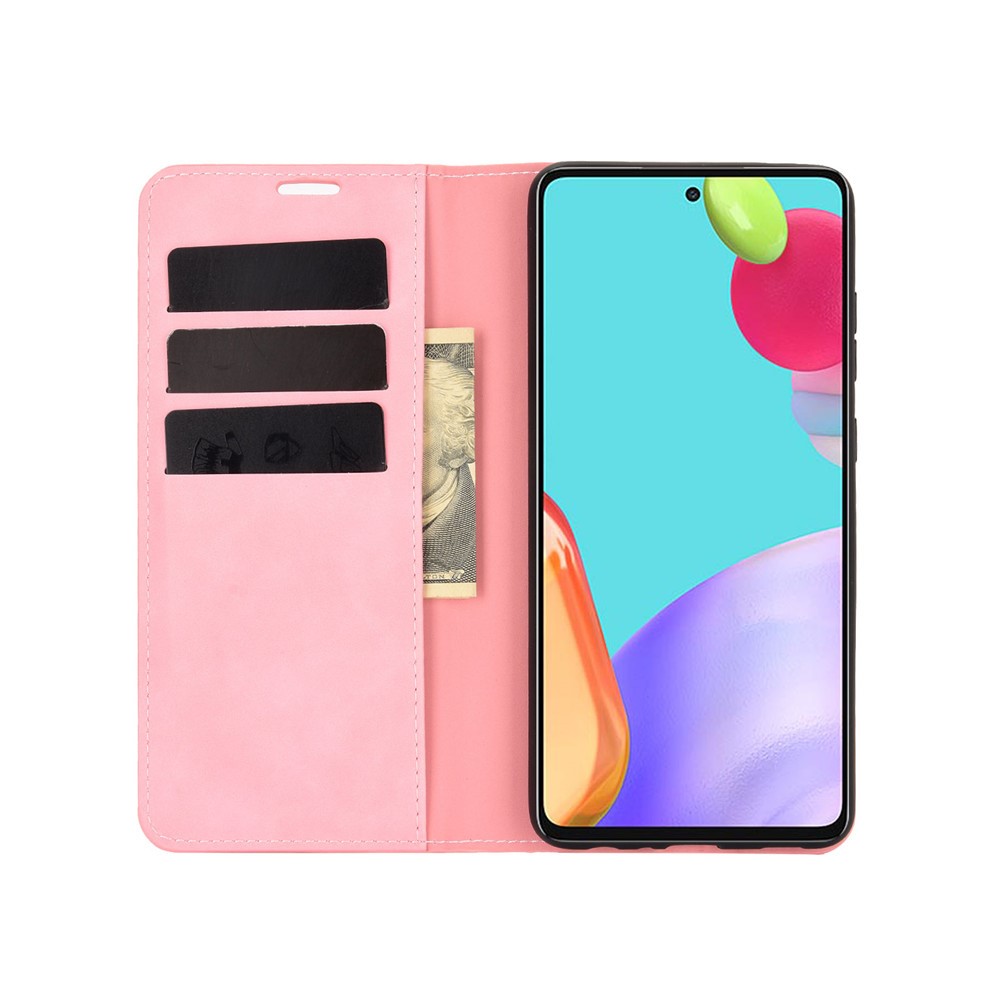  Samsung Galaxy A52 / A52s - Silkeslent Läder Fodral - Rosa