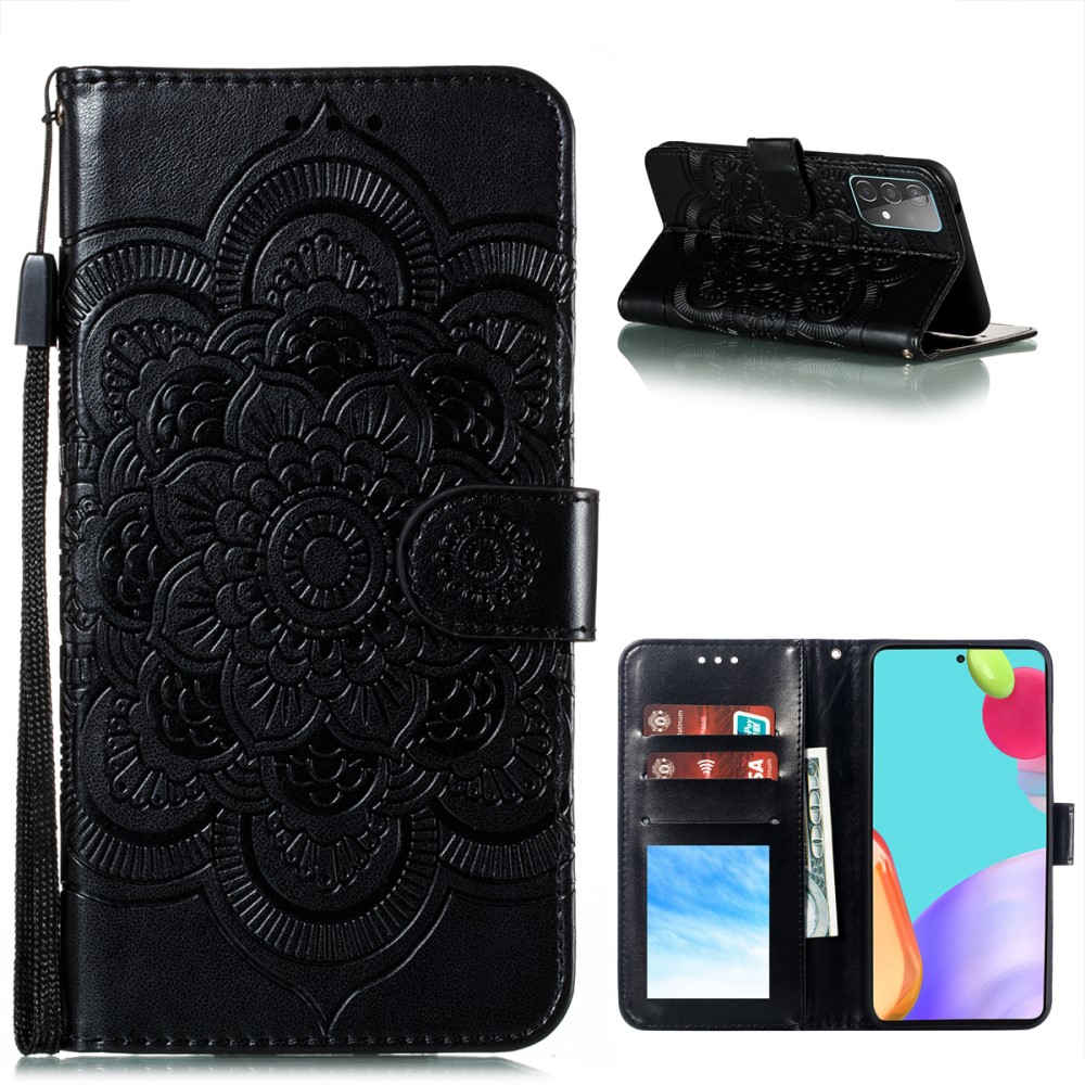  Samsung Galaxy A52 / A52s - Mandala Läder Fodral - Svart