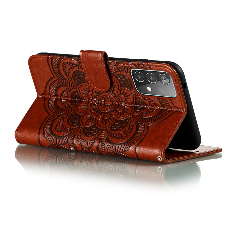  Samsung Galaxy A52 / A52s - Mandala Läder Fodral - Brun