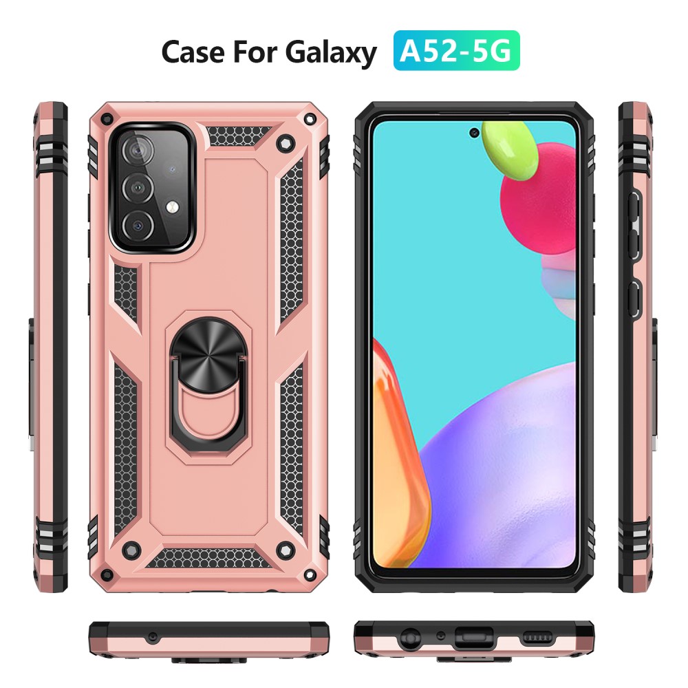  Samsung Galaxy A52 / A52s - Hybrid Armor Ring Skal - Roséguld
