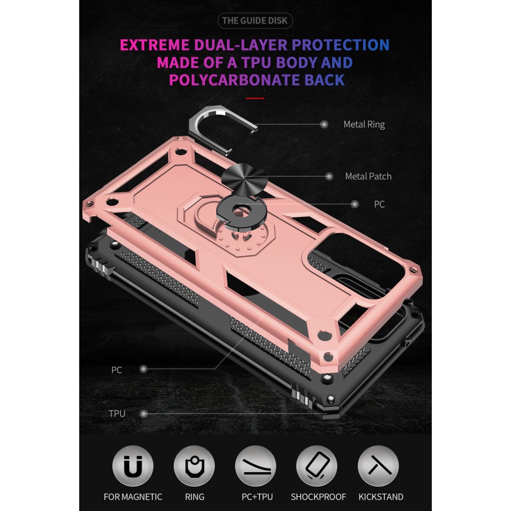  Samsung Galaxy A52 / A52s - Hybrid Armor Ring Skal - Roséguld