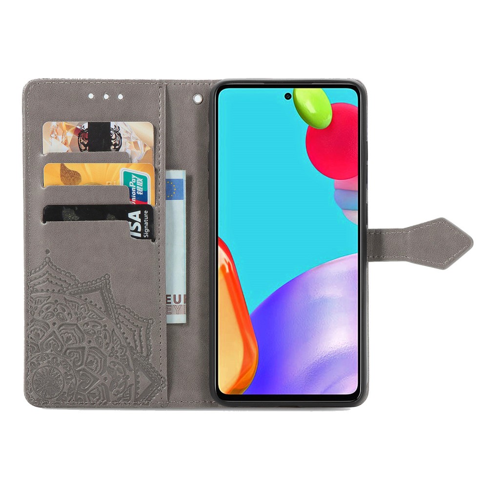  Samsung Galaxy A52 / A52s - Mandala Läder Fodral - Grå