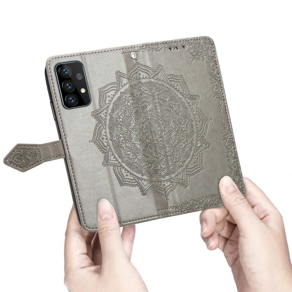  Samsung Galaxy A52 / A52s - Mandala Läder Fodral - Grå