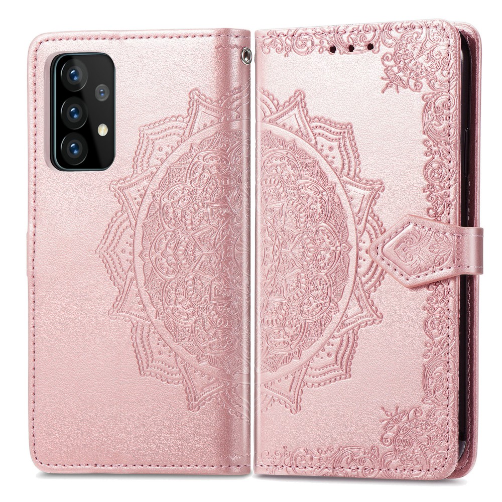  Samsung Galaxy A52 / A52s - Mandala Läder Fodral - Roséguld