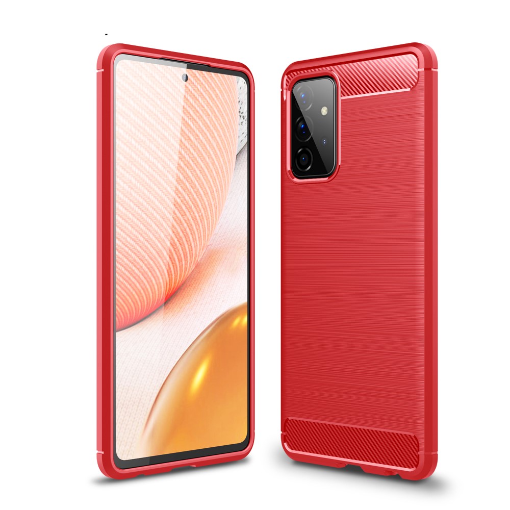  Samsung Galaxy A72 - Borstad Stål Textur Skal - Röd