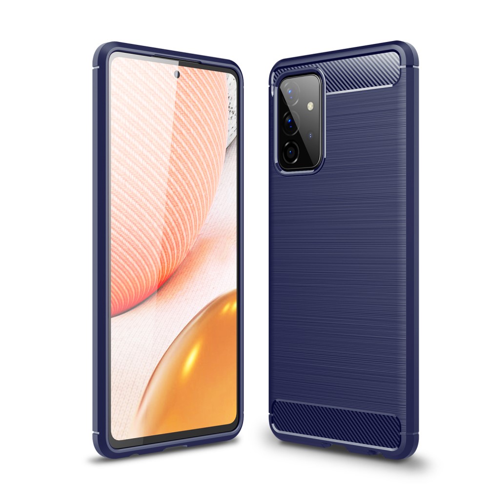  Samsung Galaxy A72 - Borstad Stål Textur Skal - Blå