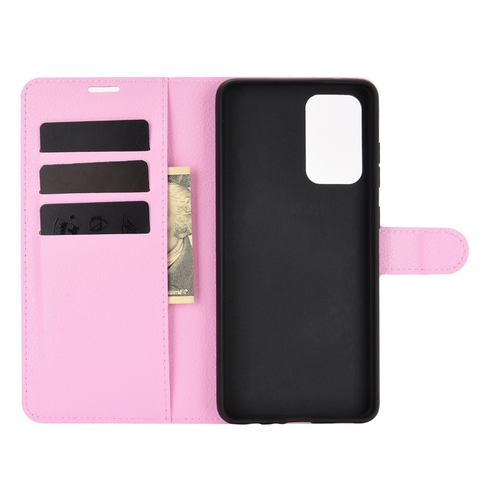  Samsung Galaxy A72 - Litchi Läder Fodral - Ljus Rosa