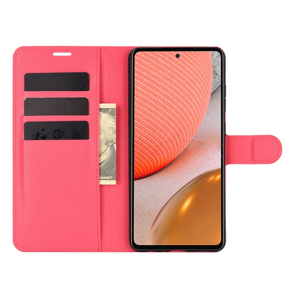  Samsung Galaxy A72 - Litchi Läder Fodral - Röd