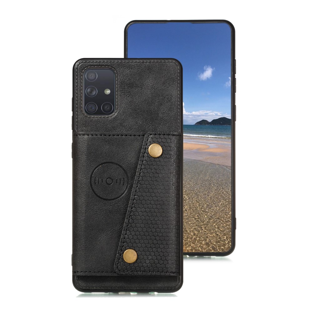  Samsung Galaxy A72 - Läder Skal Med Kortfack Och Magnet - Svart