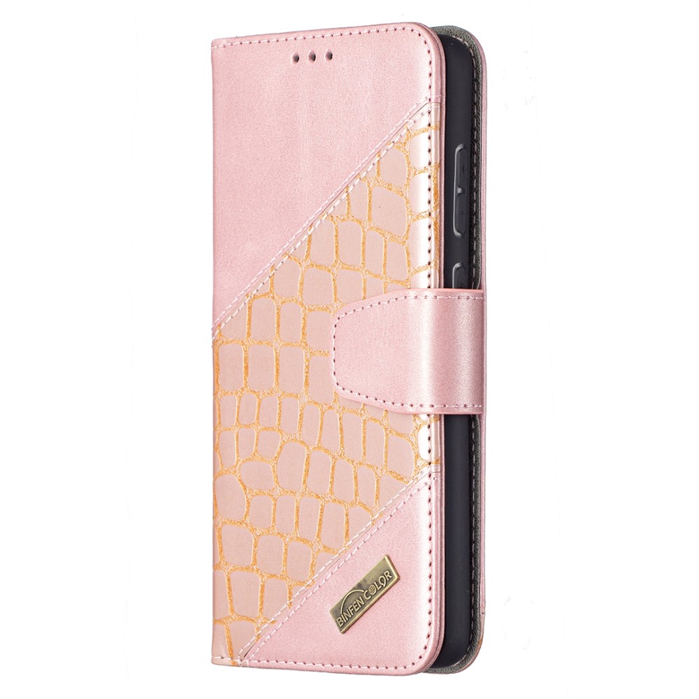  Samsung Galaxy A72 - Krokodil Läder Fodral - Roséguld