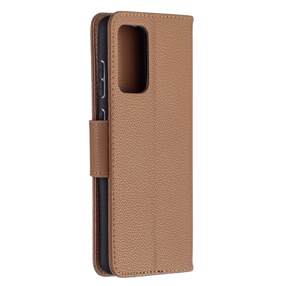  Samsung Galaxy A72 - Litchi Textur Läder Fodral - Brun
