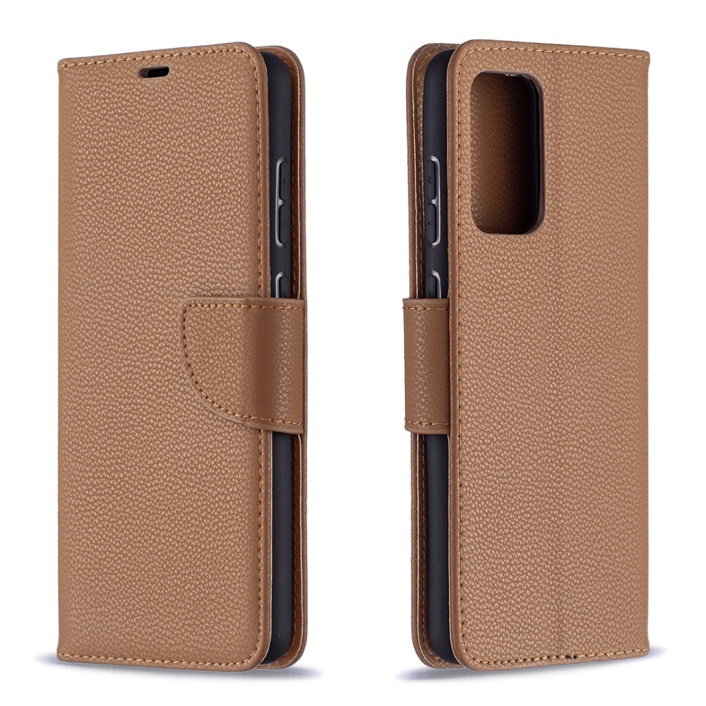  Samsung Galaxy A72 - Litchi Textur Läder Fodral - Brun