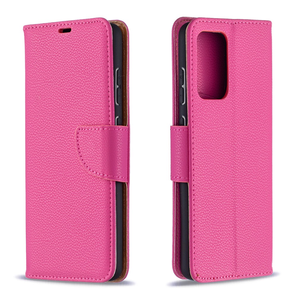  Samsung Galaxy A72 - Litchi Textur Läder Fodral - Rosa