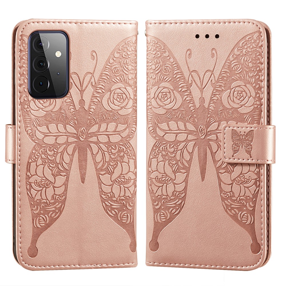  Samsung Galaxy A72 - Läder Fodral Med Tryck - Roséguld