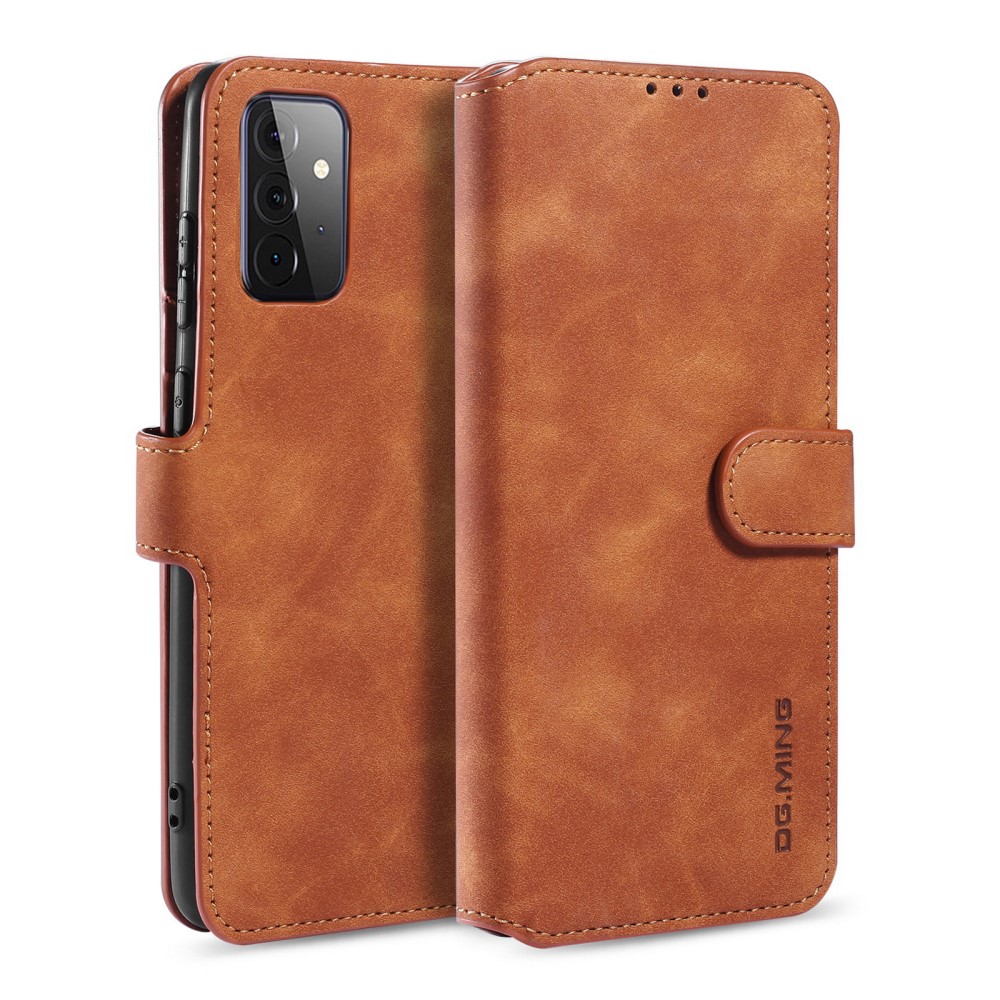 DG.MING Samsung Galaxy A72 - DG.MING Retro Läder Fodral - Brun