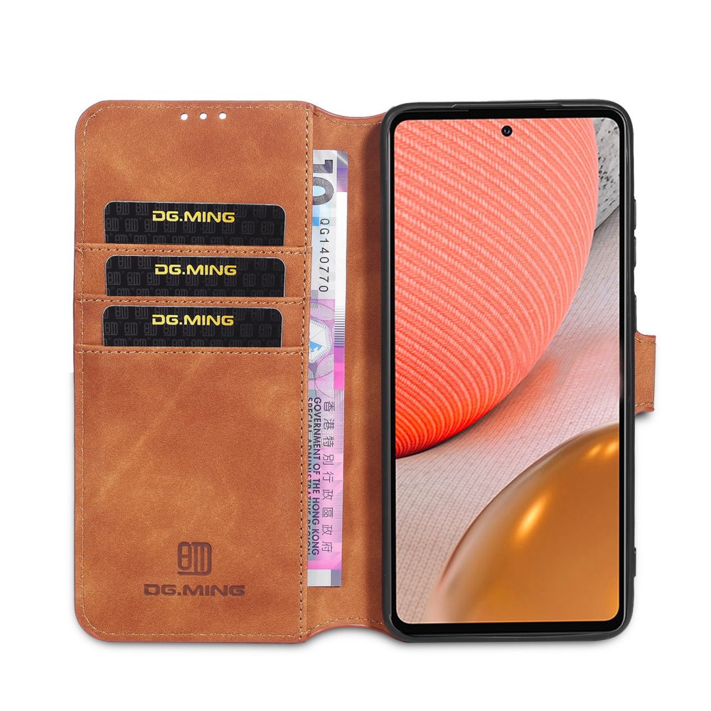 DG.MING Samsung Galaxy A72 - DG.MING Retro Läder Fodral - Brun