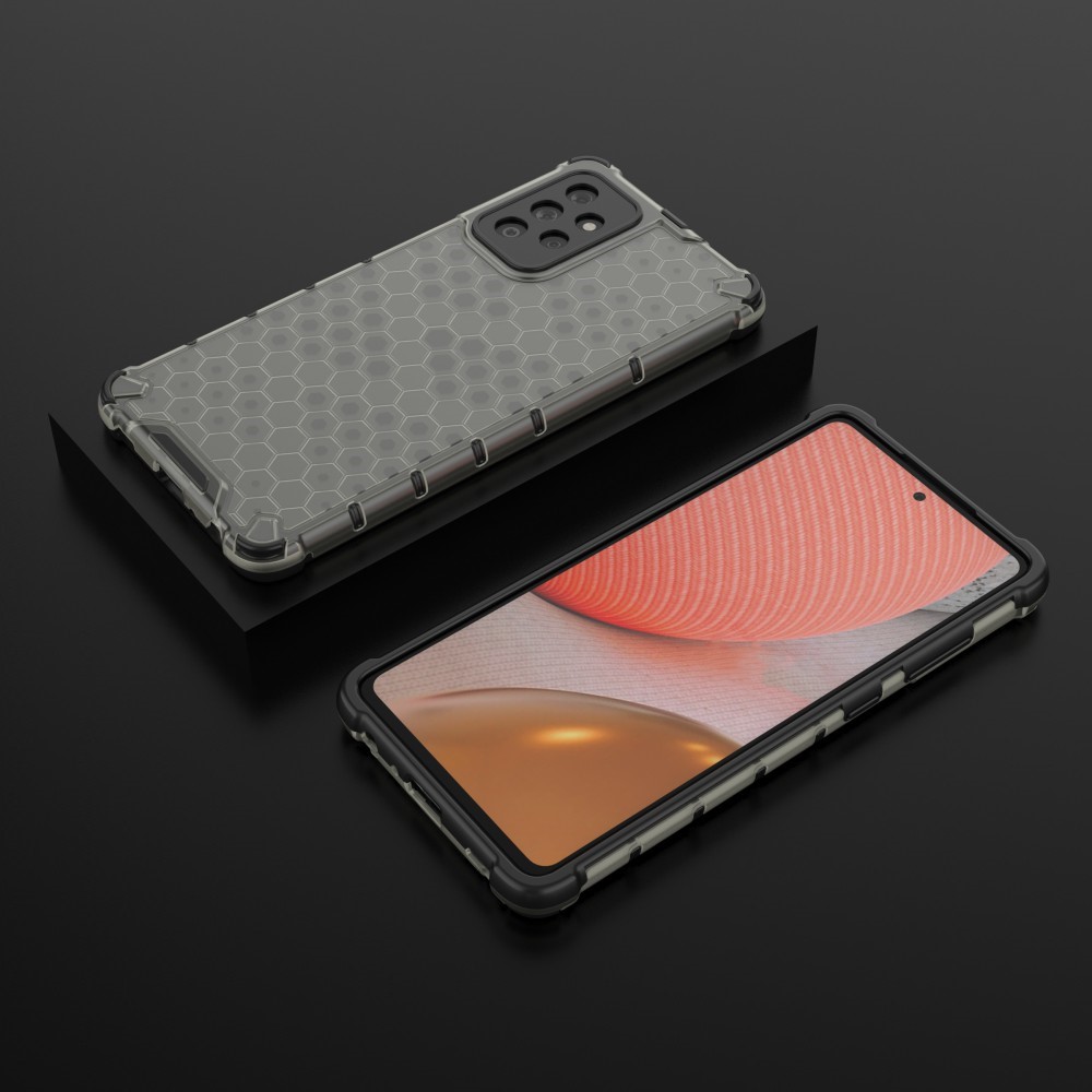  Samsung Galaxy A72 - Armor Honeycomb Textur Skal - Svart